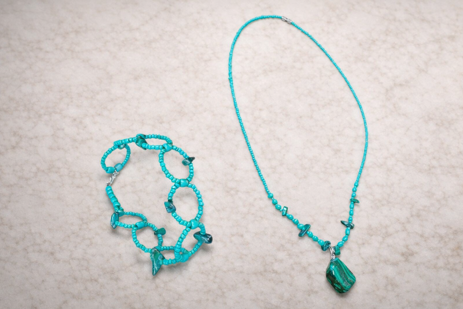 Ensemble Jaljali – Collier Bracelet en perles turquoise